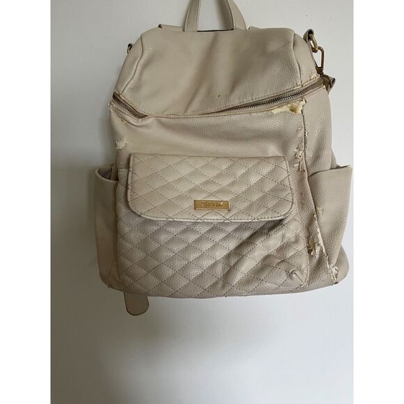 Luli Bebe Monaco Large Diaper Bag Beige Modern Vegan Back Pack - Picture 1 of 11